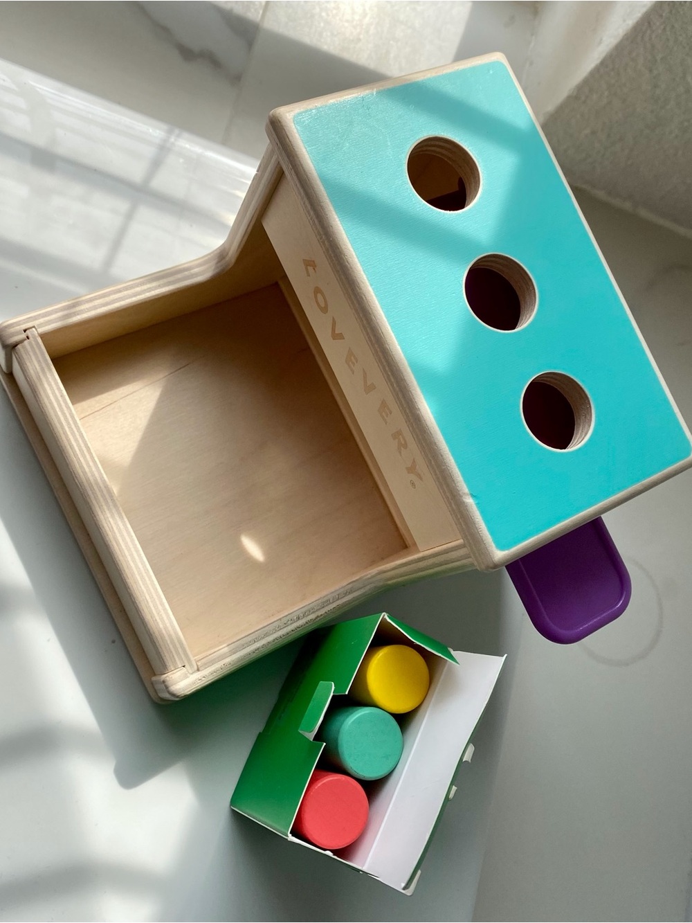 LovEvery Wooden Shape Sorter - Teal Top